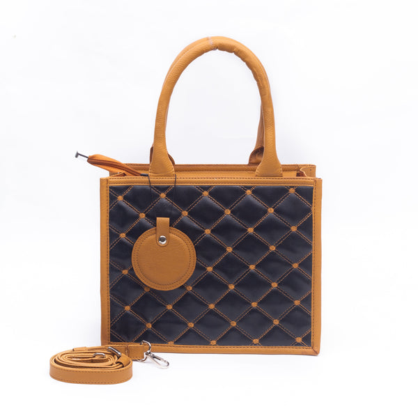 The Quilted Bag - Camel and Black